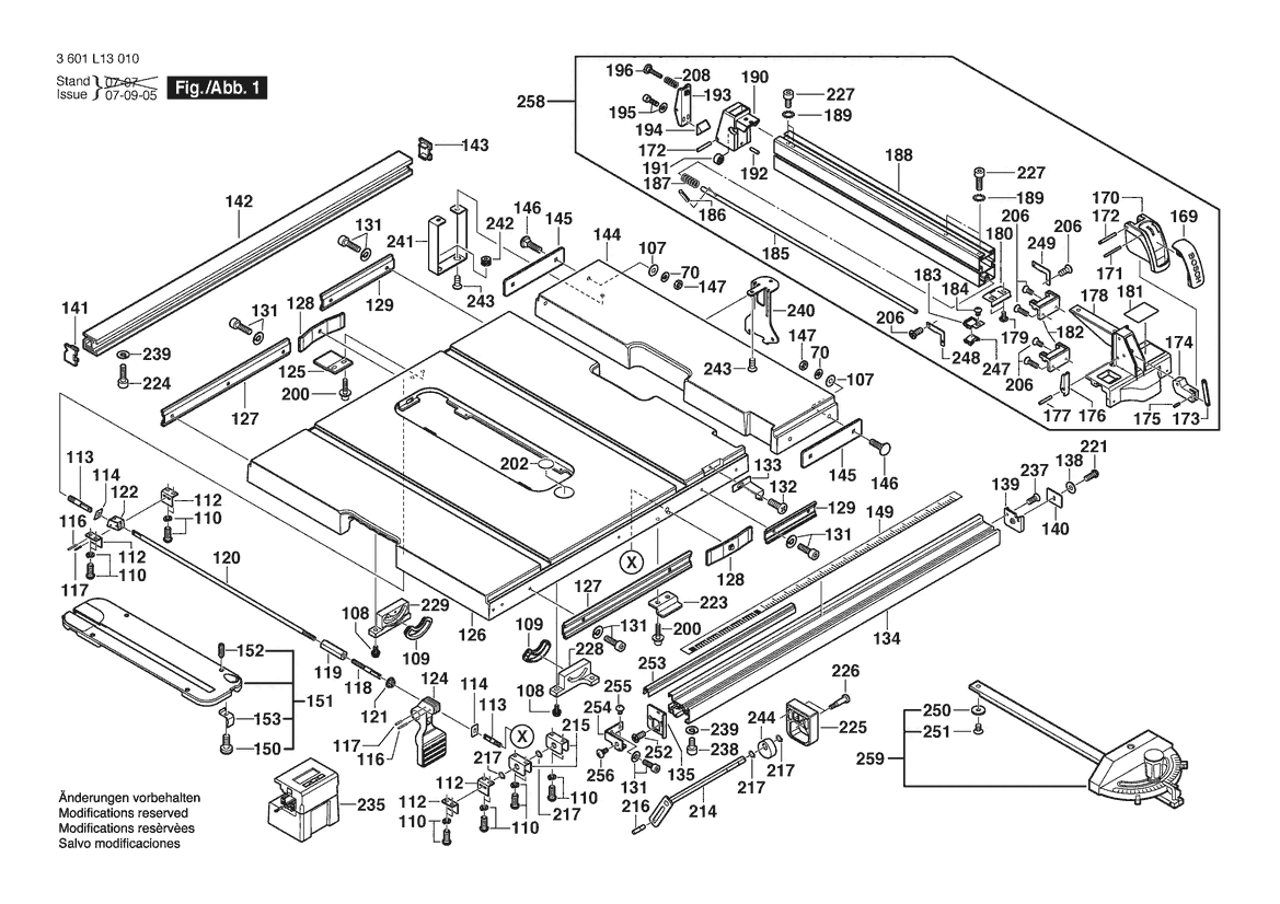Table Saw Parts List